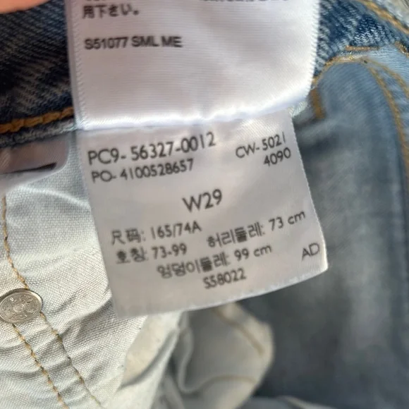 Levi's Blue Distressed Jean Shorts Frayed Hem - Picture 5 of 5